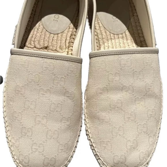 Gucci GG 9.5 Supreme Monogram Canvas Flat Espadrille Slip On Shoes Beige EU 41 - Picture 3 of 6